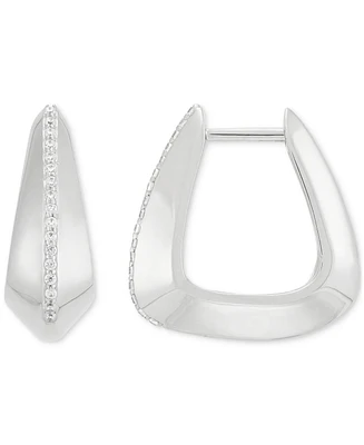 Diamond Pave Sculptural Huggie Hoop Earrings (1/10 ct. t.w.) in Sterling Silver