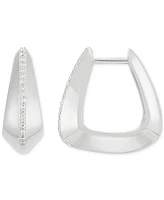Diamond Pave Sculptural Huggie Hoop Earrings (1/10 ct. t.w.) in Sterling Silver