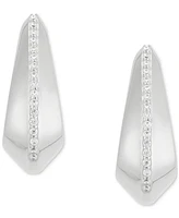 Diamond Pave Sculptural Huggie Hoop Earrings (1/10 ct. t.w.) in Sterling Silver