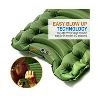 SereneLife Ultralight Sleeping Pad with Carrying Bag, Compact & Self-Inflating, Green