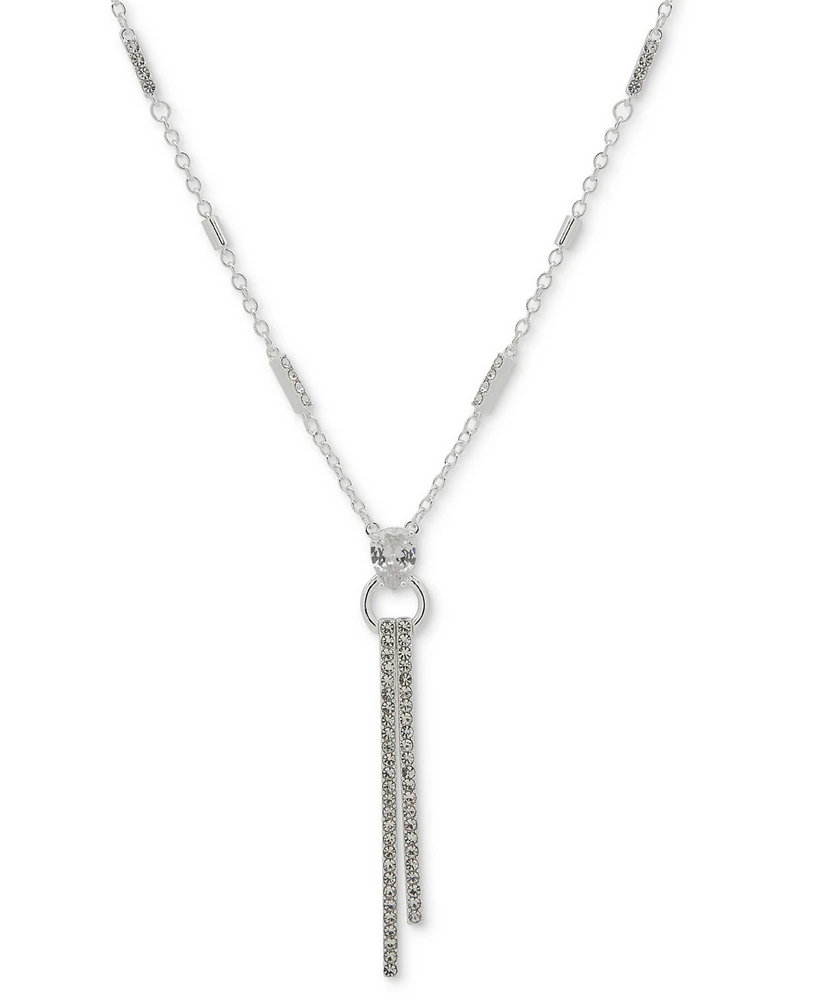 Anne Klein Silver-Tone Crystal Bar 32" Pendant Necklace