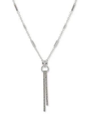 Anne Klein Silver-Tone Crystal Bar 32" Pendant Necklace