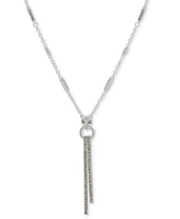 Anne Klein Silver-Tone Crystal Bar 32" Pendant Necklace