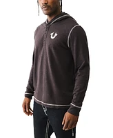 True Religion Men's Hooded Long Sleeve Henley Shirt