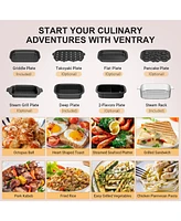 Ventray Classic Indoor Grill Set, Versatile Electric Grill Griddle Skillets Set with 3 Removable Nonstick Plates