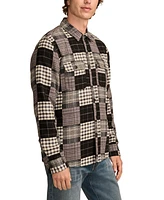 Lucky Brand Men's Jacquard Double Weave Patchwork Long Sleeve Shirt