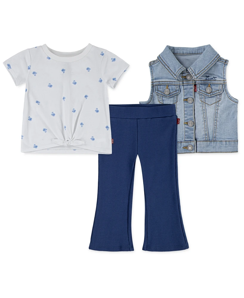 Levi's Baby Girls Tee, Vest and Flared Leggings, 3-Piece Set