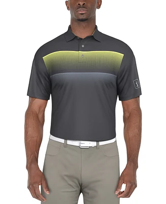 Pga Tour Men's Gradient Stripe Printed Golf Polo Shirt