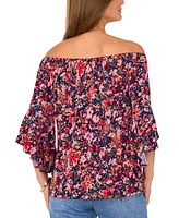 Vince Camuto Women's Floral-Print Off-The-Shoulder Flutter-Sleeve Top