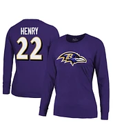 Majestic Women's Derrick Henry Purple Baltimore Ravens Name Number Long Sleeve T-Shirt