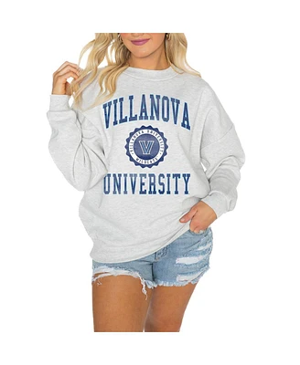 Gameday Couture Women's Steel Villanova Wildcats Good Vibes Premium Fleece Drop Shoulder Pullover Sweatshirt