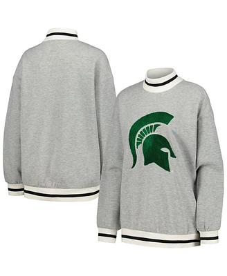 Gameday Couture Women's Ash Michigan State Spartans It To Win Sporty Mock Neck Pullover Sweatshirt