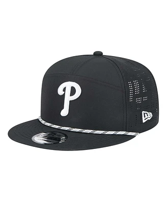 New Era Men's Black Philadelphia Phillies Laser Cut 9FIFTY Snapback Hat