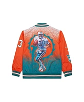 Mitchell & Ness Men's Dan Marino Aqua Miami Dolphins Retired Player Graphic Full-Snap Satin Jacket