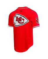 Pro Standard Men's Travis Kelce Red Kansas City Chiefs Mesh Button-Up Baseball Jersey