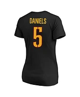 Fanatics Women's Jayden Daniels Black Washington Commanders Plus Player Name Number V-Neck T-Shirt