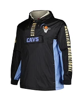 Mitchell & Ness Men's Black Cleveland Cavaliers Big Tall Hardwood Classics Team Og 2.0 Anorak Hoodie Quarter-Zip Windbreaker Jacket