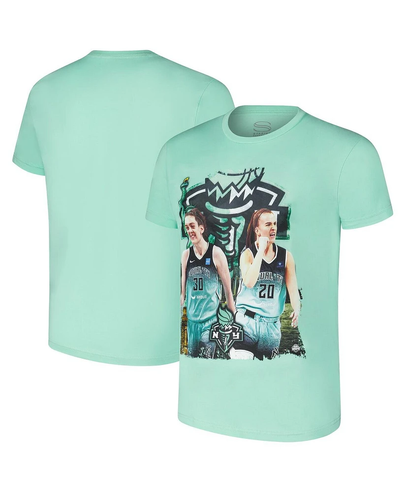 Stadium Essentials Men's and Women's Sabrina Ionescu Breanna Stewart Mint New York Liberty Skyline Duo Player T-Shirt