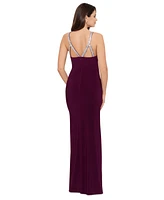 Betsy & Adam Women's Halter-Neck Rhinestone-Strap Gown