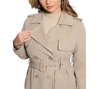 Guess Women's Jenny Faux-Leather Trench Coat