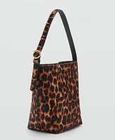 Mango Women's Leopard-Print Shopper Bag