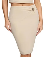 Guess Women's Zama Button Detail Fitted Skirt