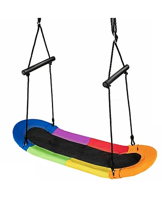 Hongge Saucer Tree Swing Surf Kids Outdoor Adjustable Oval Platform Set with Handle