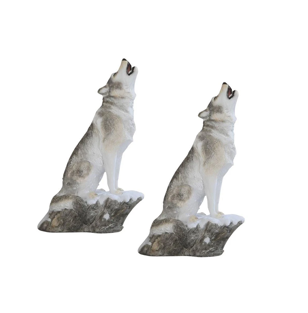 Fc Design "2-pc Gift Set" 9"H Howling Wolf Figurine Statue Ornament Home Room Office Decor and Perfect Gift Ideas for Housewarming, Holidays and Birth