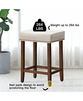 Gouun Set of 2 Nailhead Saddle Bar Stools 24 Inch Height