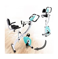 SereneLife Folding Digital Exercise Bike with Pulse Monitor and Resistance Bands