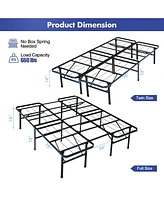 Gouun Full Size Folding Steel Platform Bed Frame for Kids and Adults-Full Size