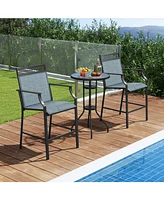 Gouun Outdoor Counter Stools Set of 2 Heavy-Duty Barstools with Footrest and Armrests
