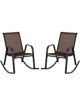 Gouun Set of 2 Heavy-Duty Metal Patio Rocking Chair with Breathable Seat Fabric