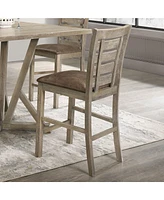 The Pop Home Set of 2 Counter Height Dining Chairs with Solid Wood Back-The Pop Home