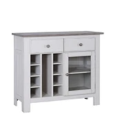 Kings Brand Furniture Gwinn Buffet Storage Cabinet with Wine Rack, White