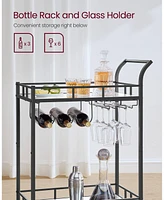 Slickblue Home Bar Serving Cart with 2 Mirrored Shelves Elegant for Entertaining and Storage