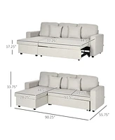 Homcom Sectional Sleeper Sofa with Pull out Bed