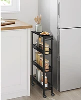 Slickblue 4-Tier Rolling Utility Cart with Handle Multifunctional Storage for Home or Office