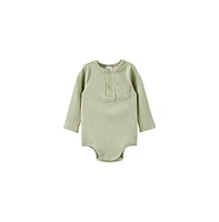 Cotton On Baby Boys The Long Sleeve Rib Pocket Bubbysuit