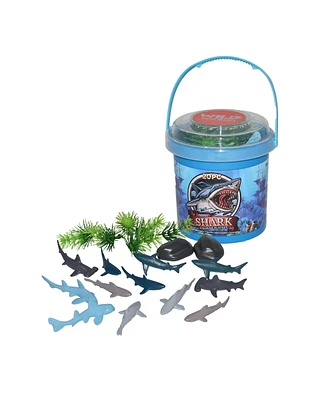 Wild Republic Bucket Mini Shark Figurines, 20 Pieces