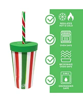 Silipint Straw Tumbler 16oz: 2 pk - Peppermint & Poinsettia