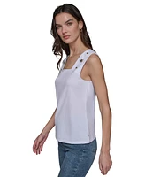 Karl Lagerfeld Paris Women's Motif-Embellished Square-Neck Sleeveless Top