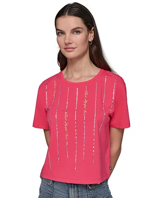 Karl Lagerfeld Paris Women's Embellished Logo T-Shirt