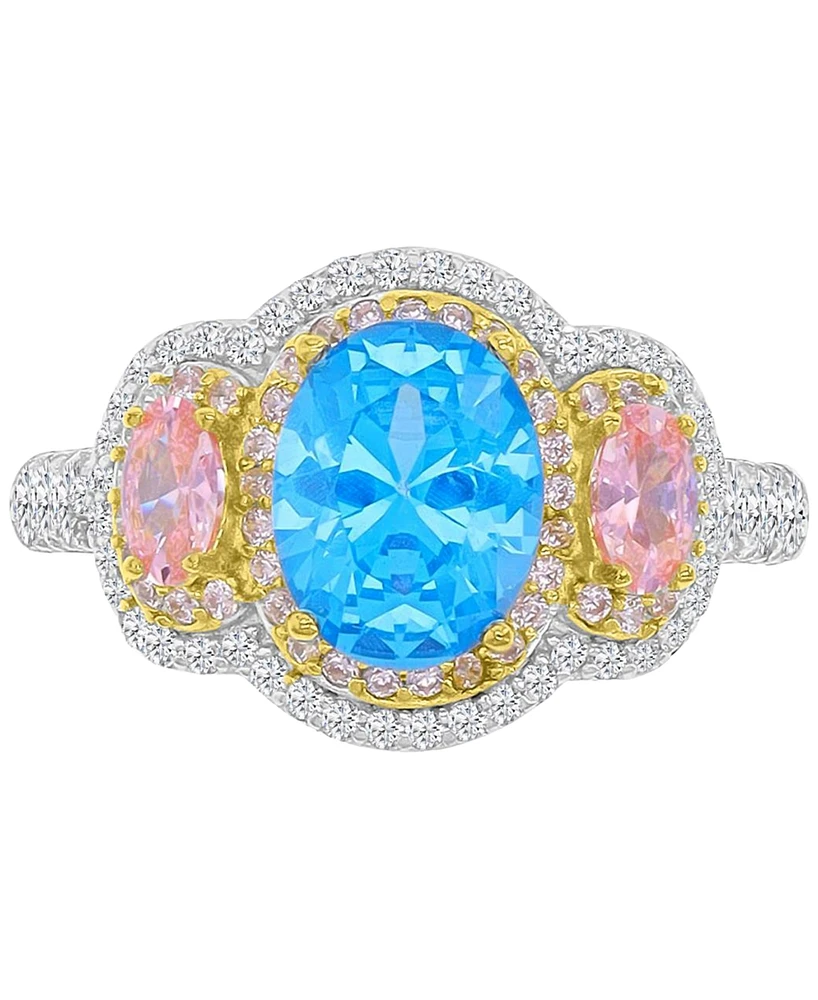 Macy's Multicolor Cubic Zirconia Ring Sterling Silver & 14k Gold