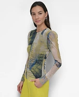 Dkny Women's Printed Ruched Blouse