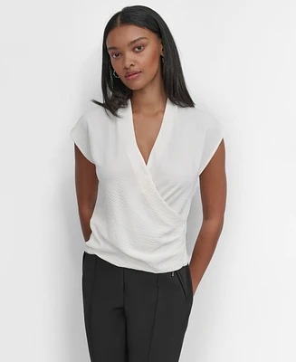 Dkny Women's Textured Surplice Top