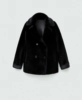 Mango Women's Double-Breasted Leather Coat