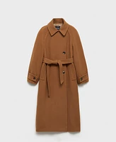 Mango Women's Belted Woolen Coat