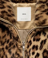 Mango Women's Leopard Fur-Effect Jacket