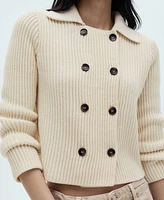 Mango Women's Buttons Detail Ribbed Jacket